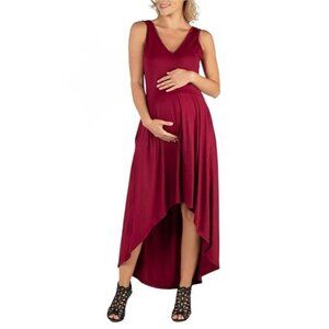 24/7 Comfort Apparel Womens Size XL Fit N Flare High Low Maternity Dress Red